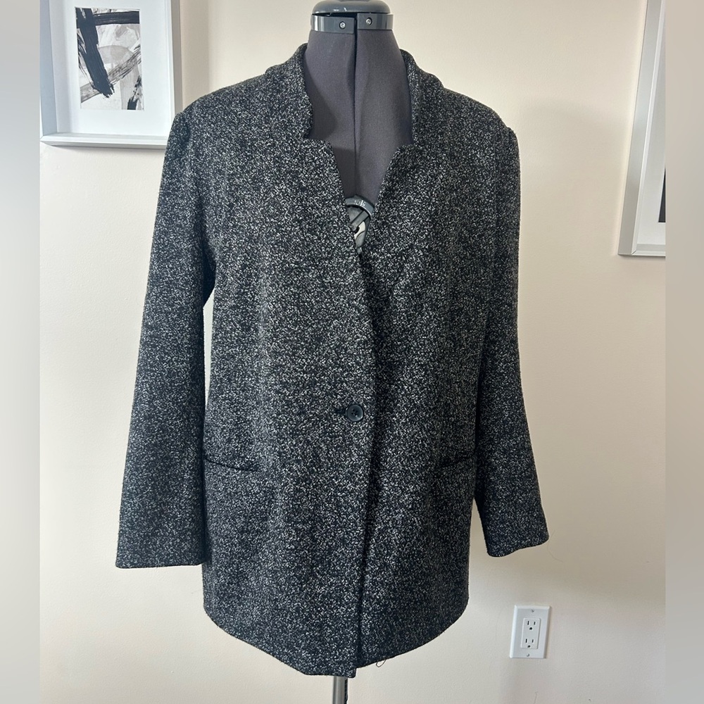 Women's Black Flecked Single-Button Blazer